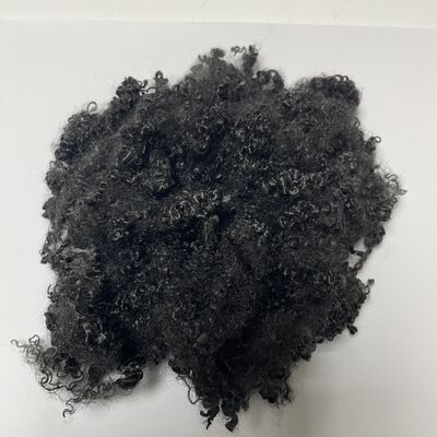 fibra de poliéster fiada retardante de chama preta 3D*64mm com comprimento para cama e filtração industrial