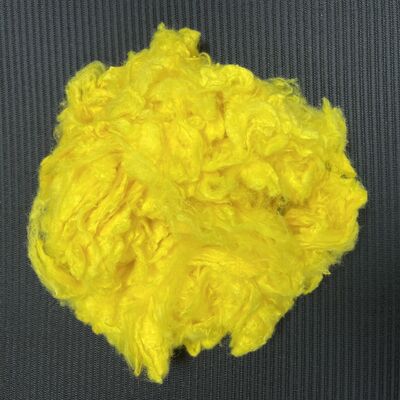 Para fiação e têxteis fibra de viscose amarela 1,67DX51mm, macia, respirável e estável em qualidade Especificações podem ser personalizadas